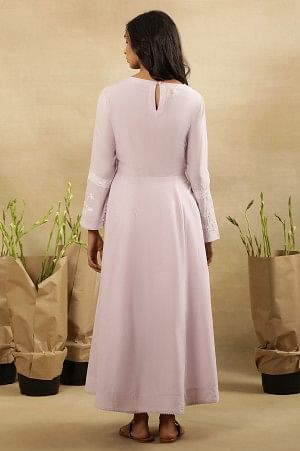Lilac Chikankari Anarkali Kurta In Cotton Voile - Image 4